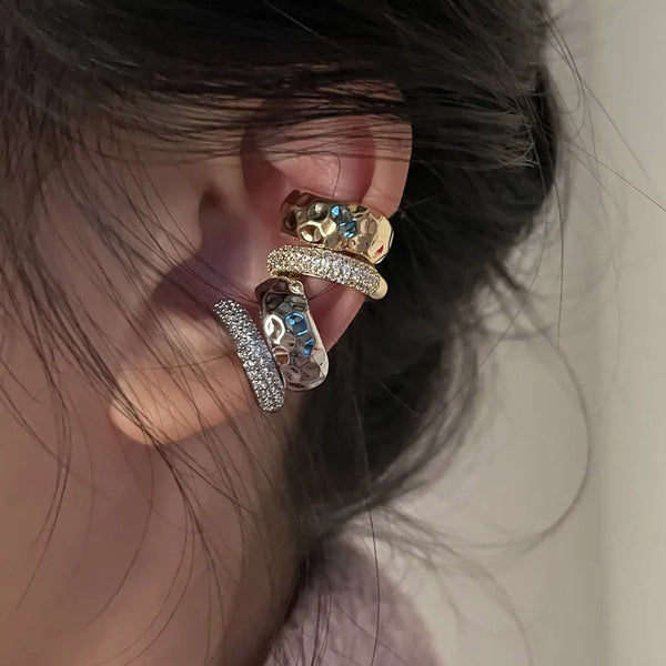 Duet Hammered & Pavé Ear Cuff