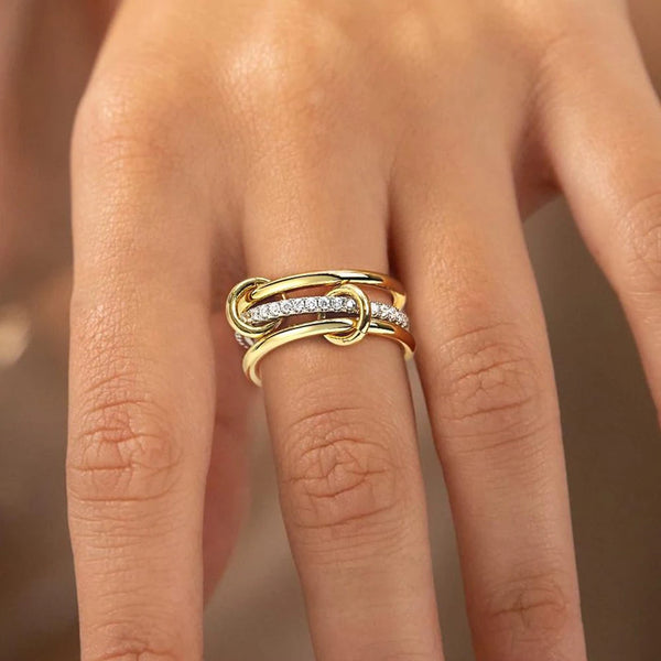 Entwined Two-Tone Crystal Ring