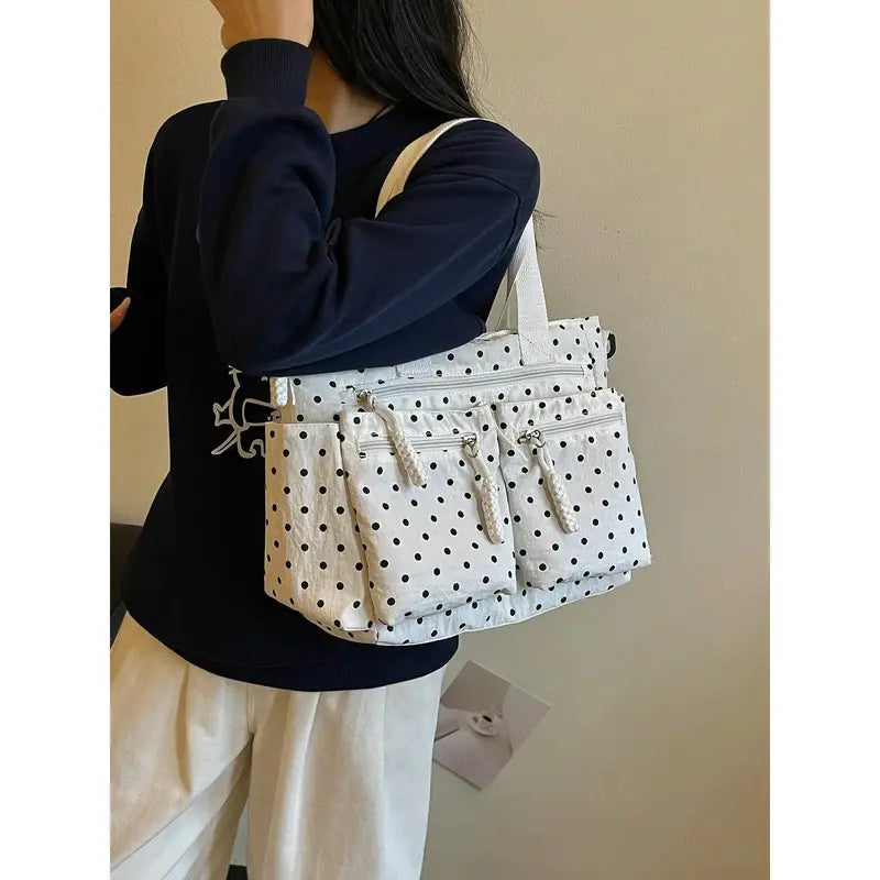 Cheeky Polka-Dot Pocket Tote