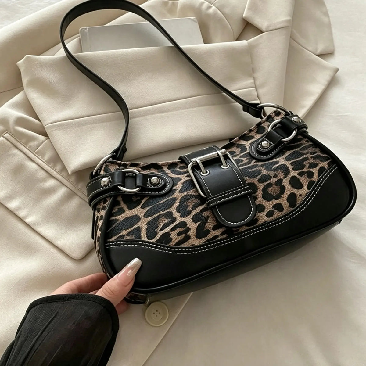Untamed Leopard Buckle Bag