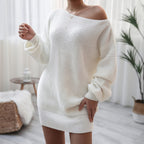 Stay Awhile Off-Shoulder Sweater Dress