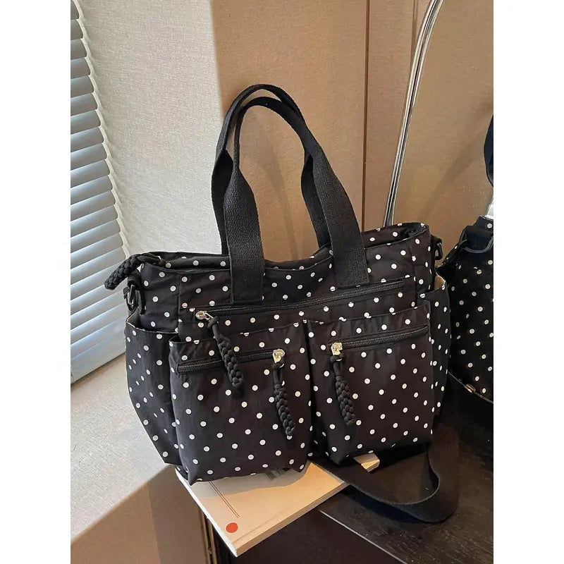 Cheeky Polka-Dot Pocket Tote