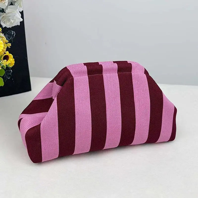 Showtime Striped Frame Clutch