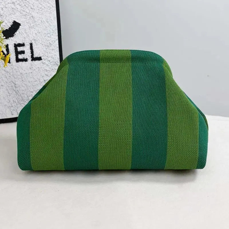 Showtime Striped Frame Clutch