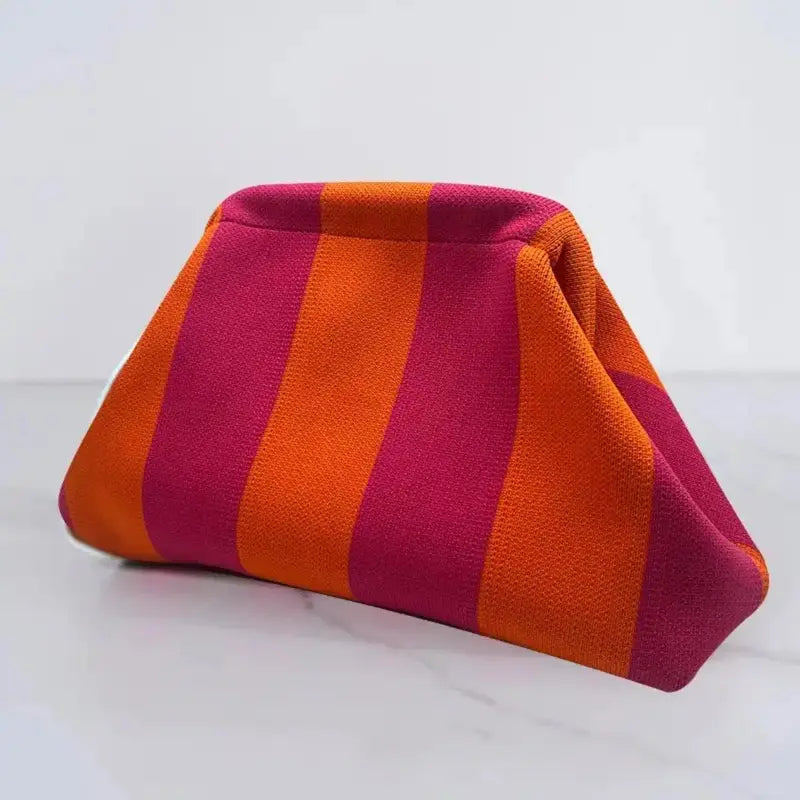Showtime Striped Frame Clutch