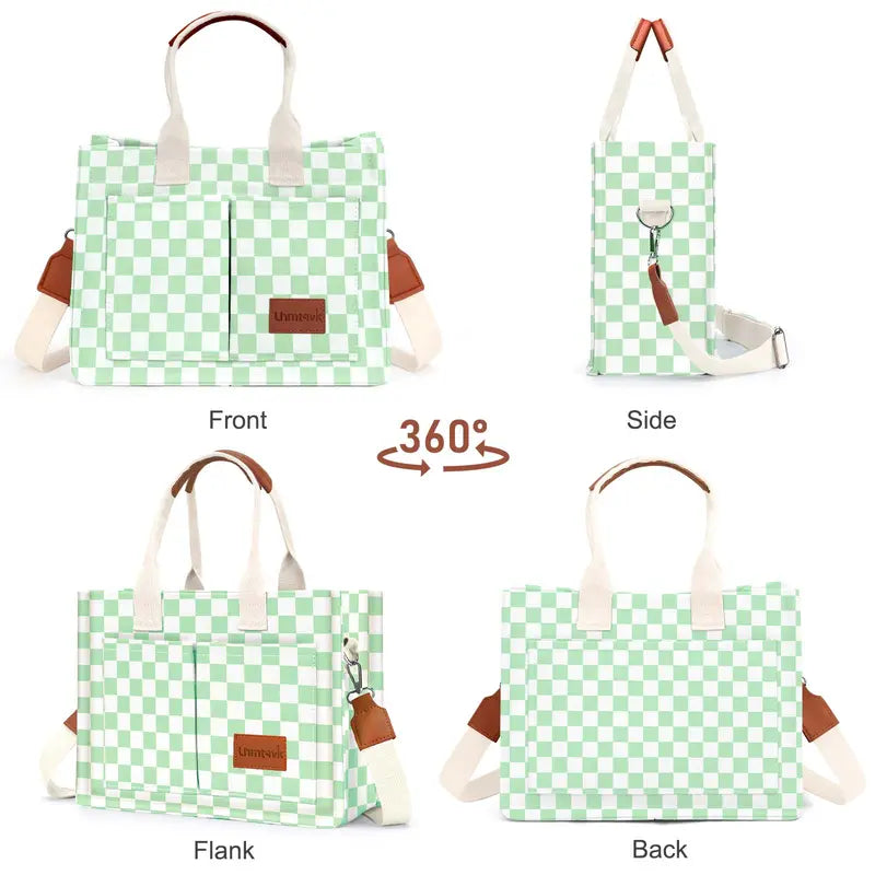 Checkmate Checkered Pocket Tote