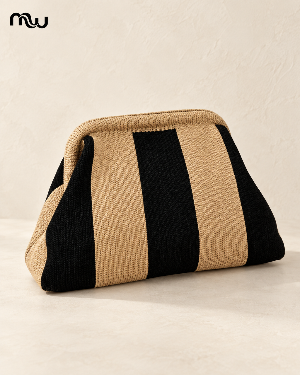 Showtime Striped Frame Clutch