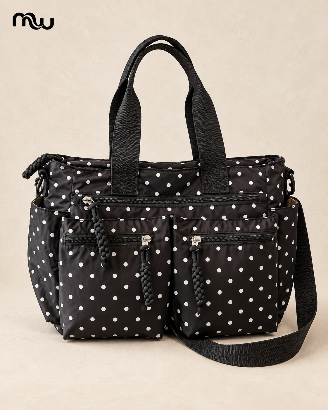 Cheeky Polka-Dot Pocket Tote