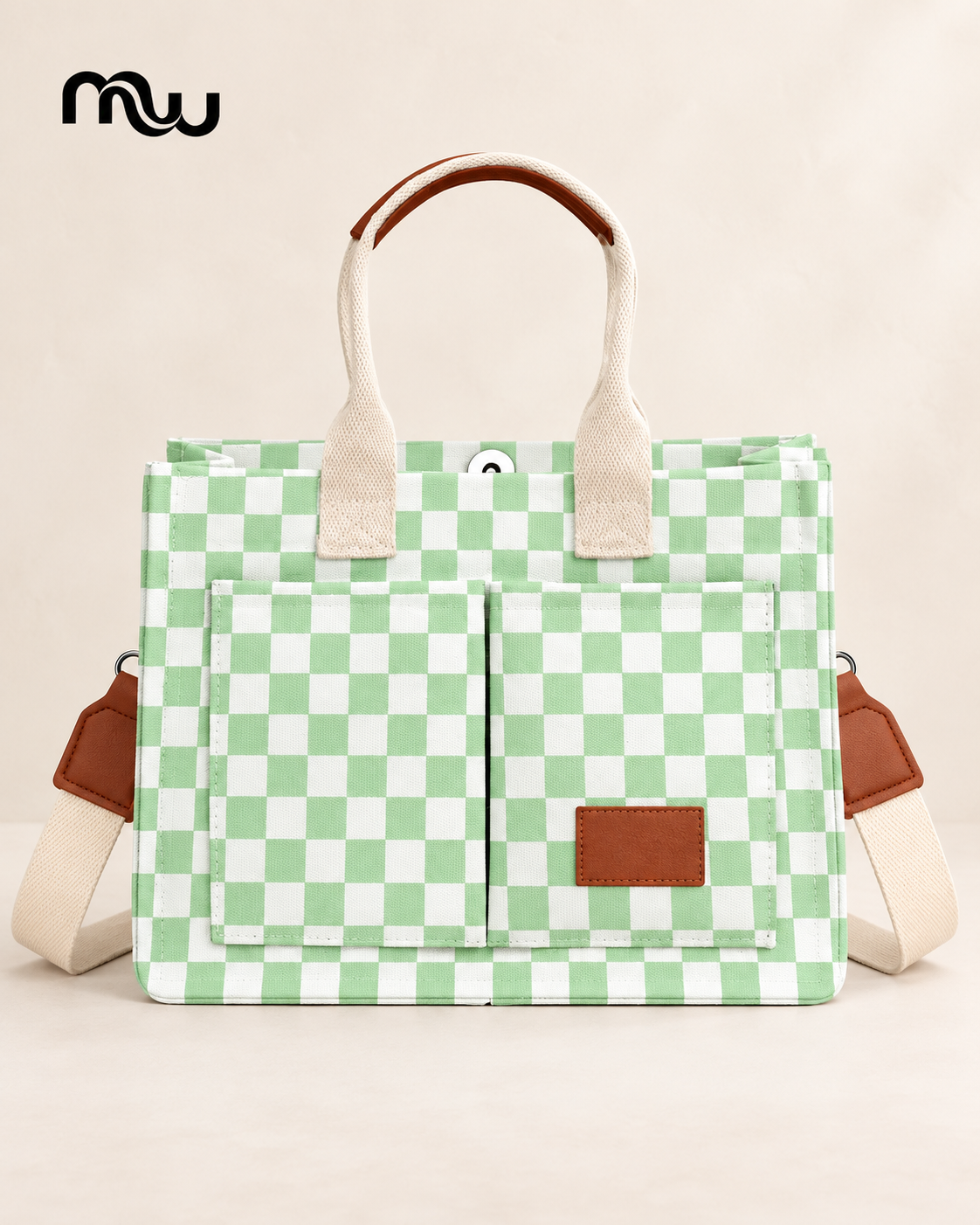 Checkmate Checkered Pocket Tote
