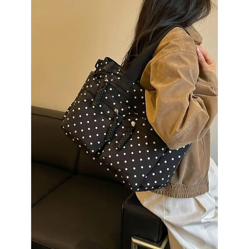 Cheeky Polka-Dot Pocket Tote