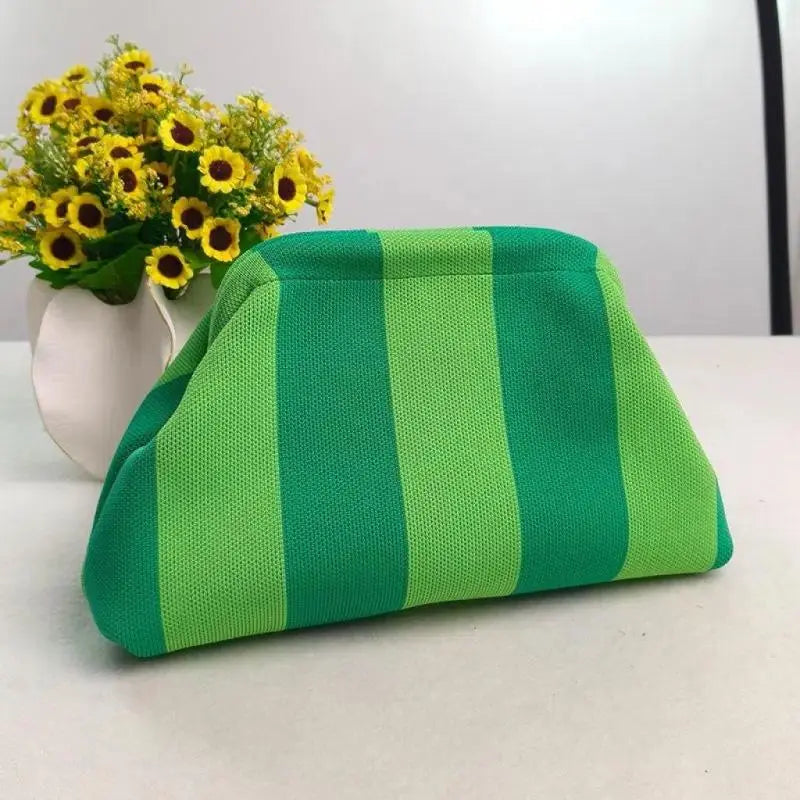 Showtime Striped Frame Clutch