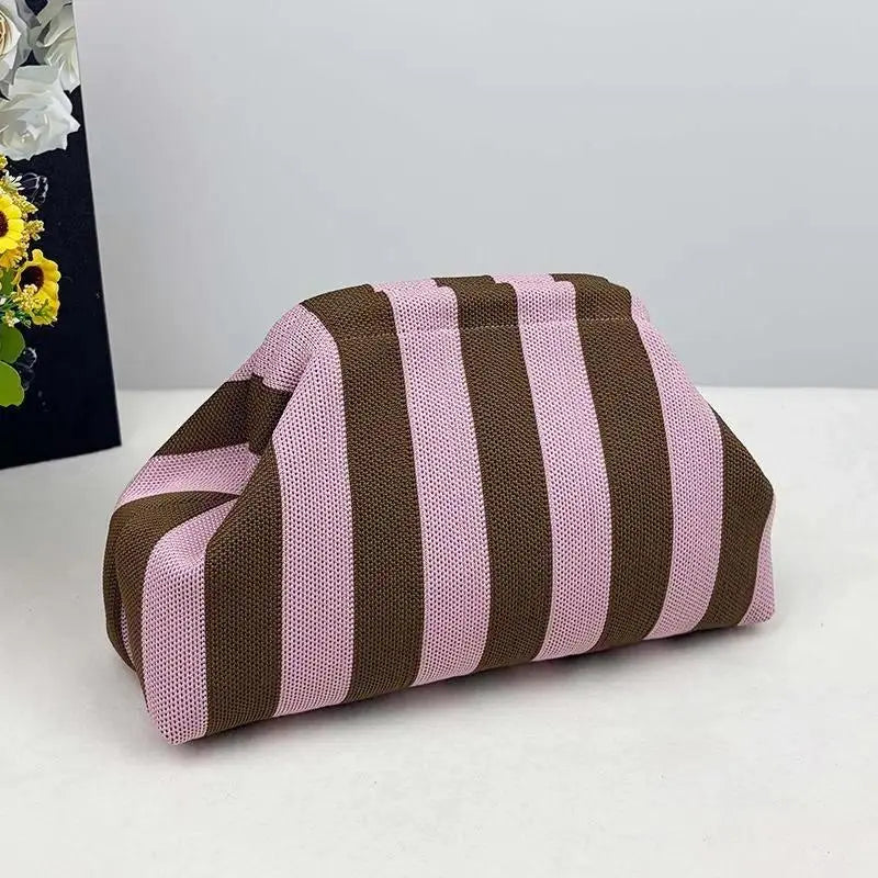 Showtime Striped Frame Clutch