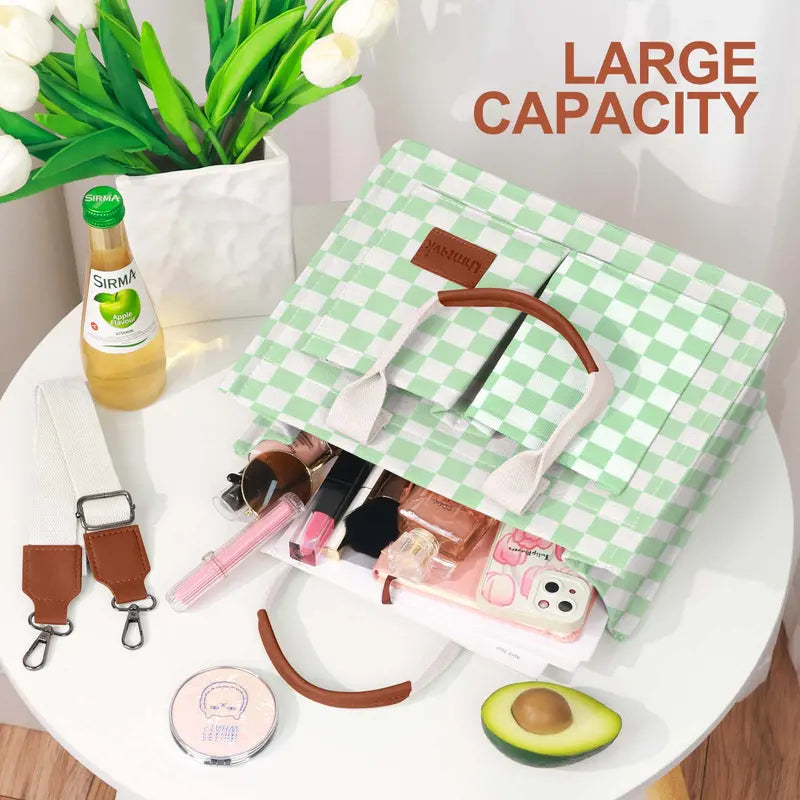 Checkmate Checkered Pocket Tote