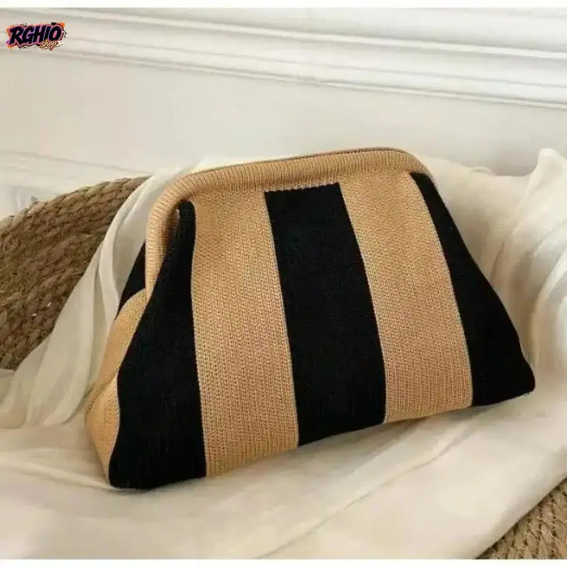 Showtime Striped Frame Clutch