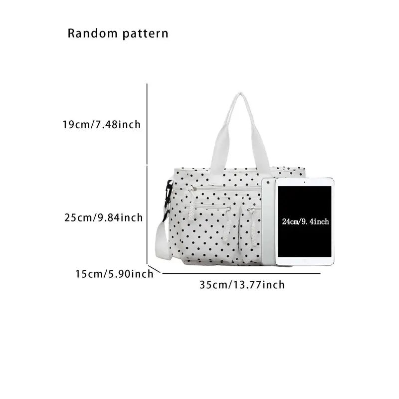 Cheeky Polka-Dot Pocket Tote