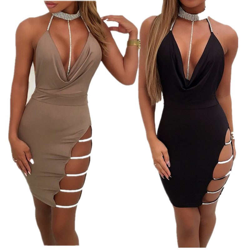 After Hours Crystal-Strap Bodycon Dress