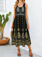 Golden Hour Ornate Print Sleeveless Dress
