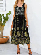 Golden Hour Ornate Print Sleeveless Dress