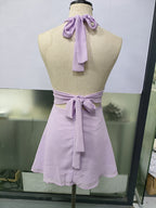 Stolen Glances Plunge Halter Mini Dress