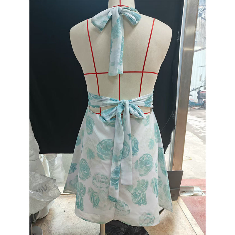 Stolen Glances Plunge Halter Mini Dress