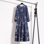 Golden Meadow Floral Midi Dress