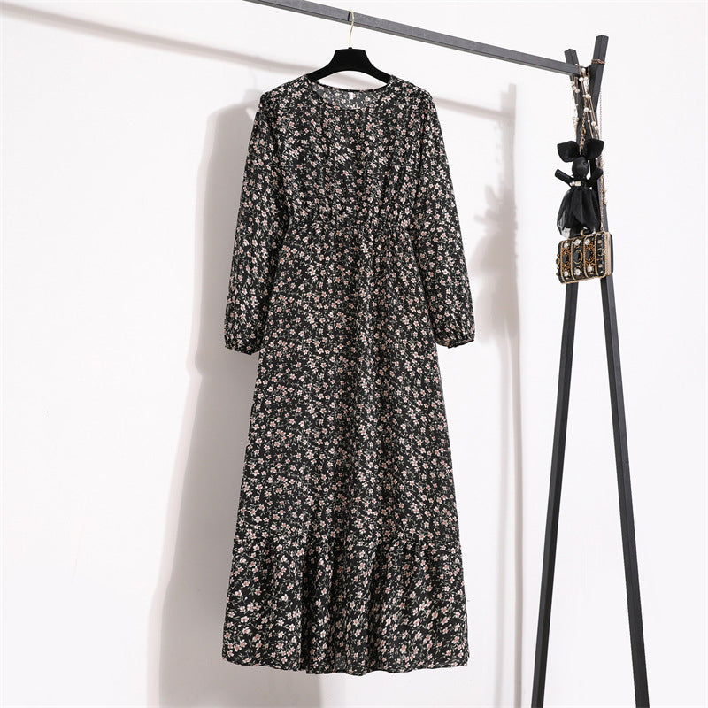 Golden Meadow Floral Midi Dress