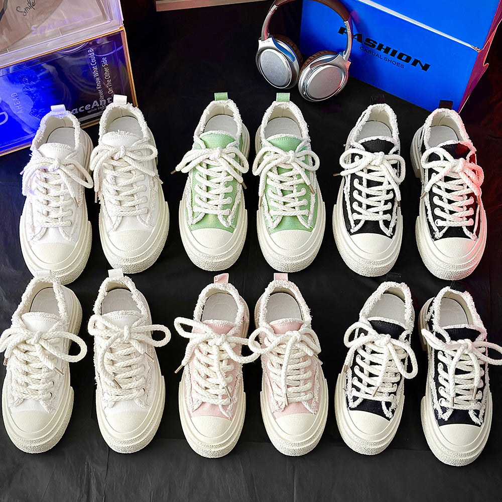Weekend Edit Frayed Canvas Trainers
