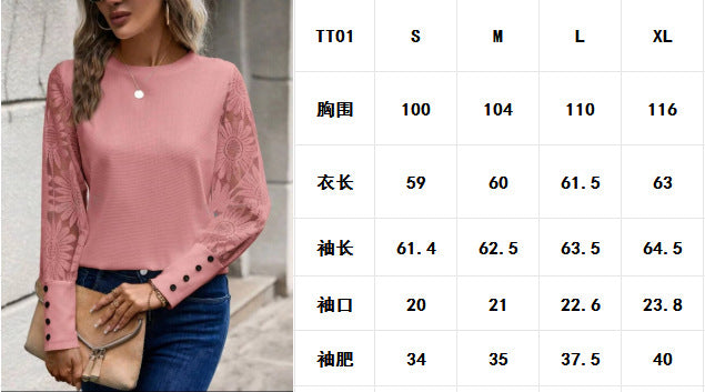 Top gofrado con mangas de encaje Coqueteo