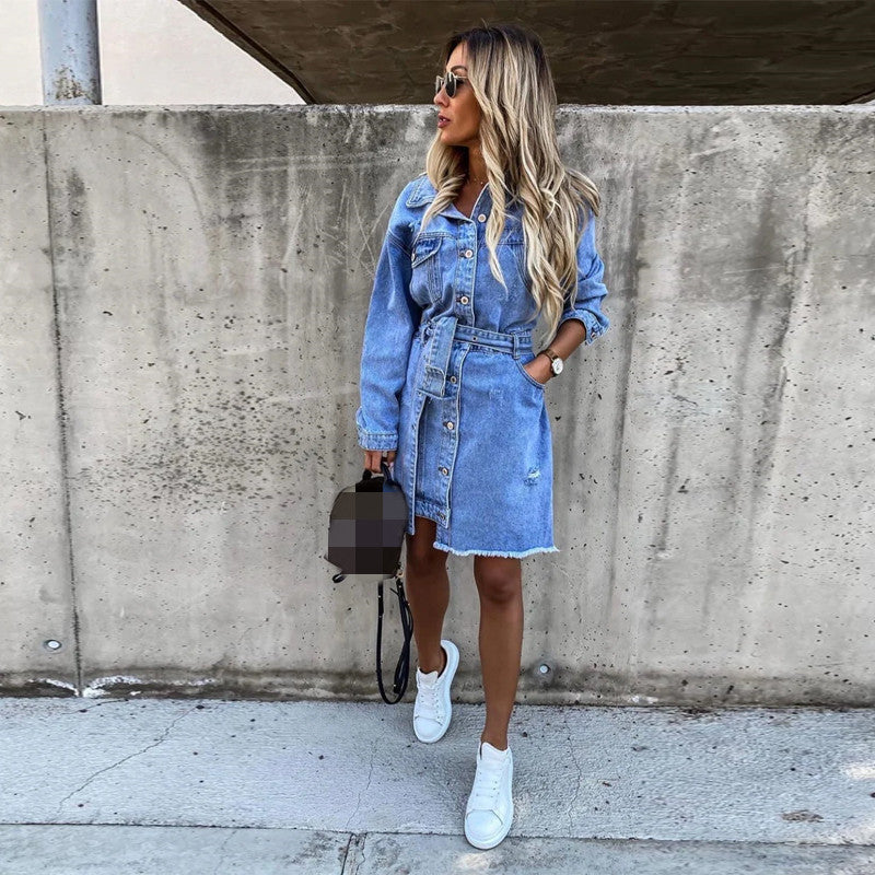 Blue Rebel Belted Denim Mini Dress