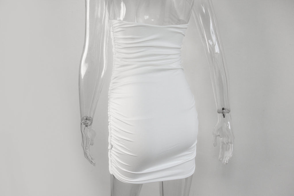 Moonlit Muse Ruched Halter Mini Dress