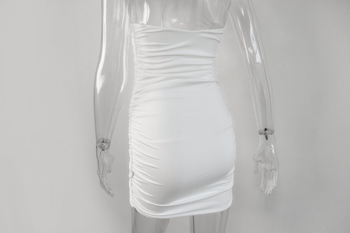 Moonlit Muse Ruched Halter Mini Dress