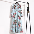 Golden Meadow Floral Midi Dress