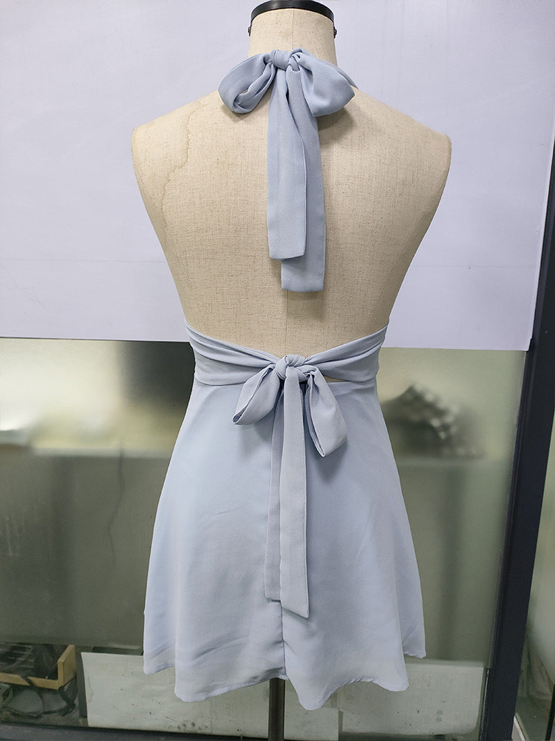 Stolen Glances Plunge Halter Mini Dress