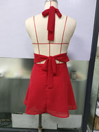 Stolen Glances Plunge Halter Mini Dress