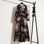 Golden Meadow Floral Midi Dress