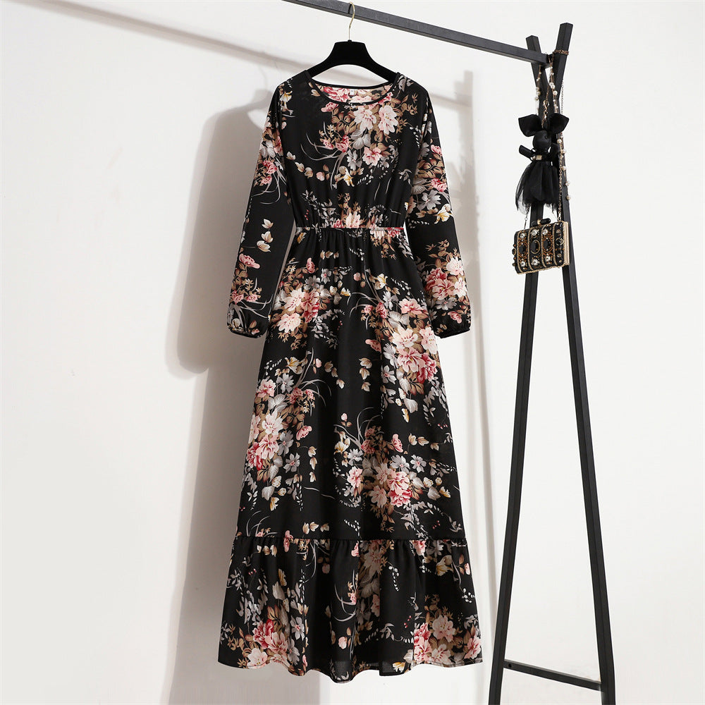 Golden Meadow Floral Midi Dress