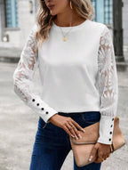 Top gofrado con mangas de encaje Coqueteo