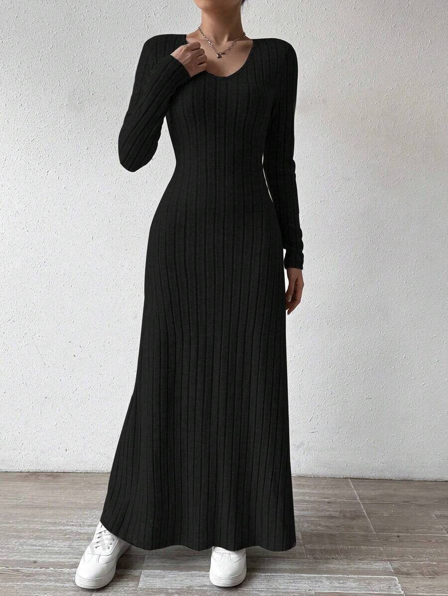 Long Game Ribbed Knit Maxi Dress