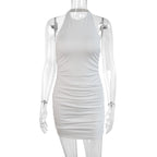 Moonlit Muse Ruched Halter Mini Dress