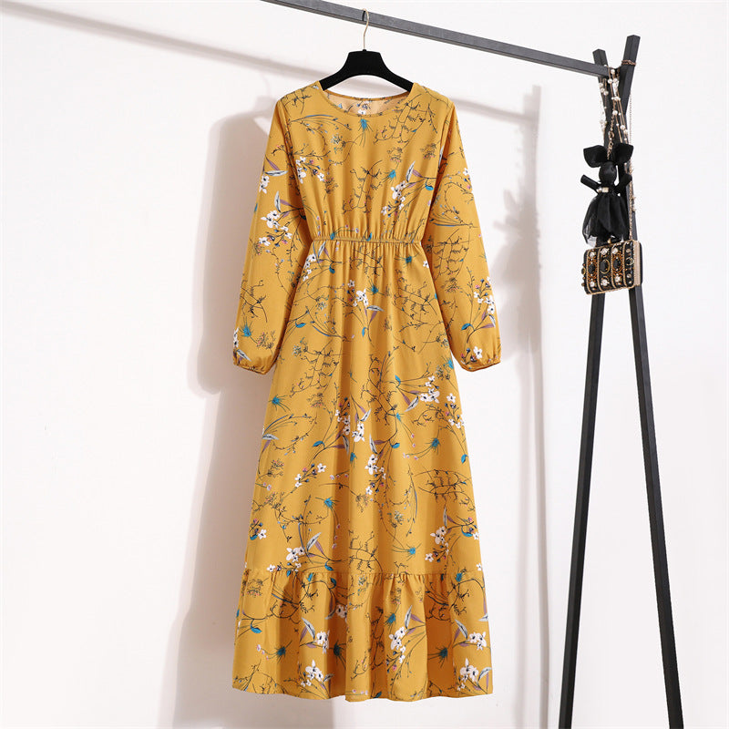 Golden Meadow Floral Midi Dress