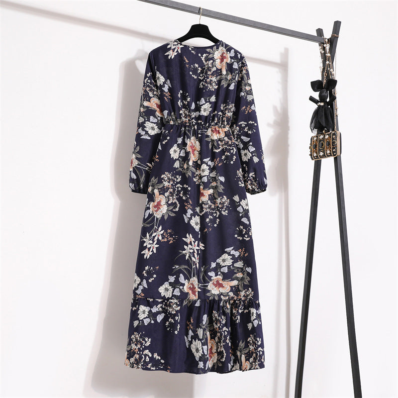 Golden Meadow Floral Midi Dress