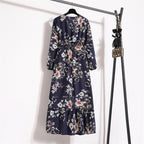 Golden Meadow Floral Midi Dress