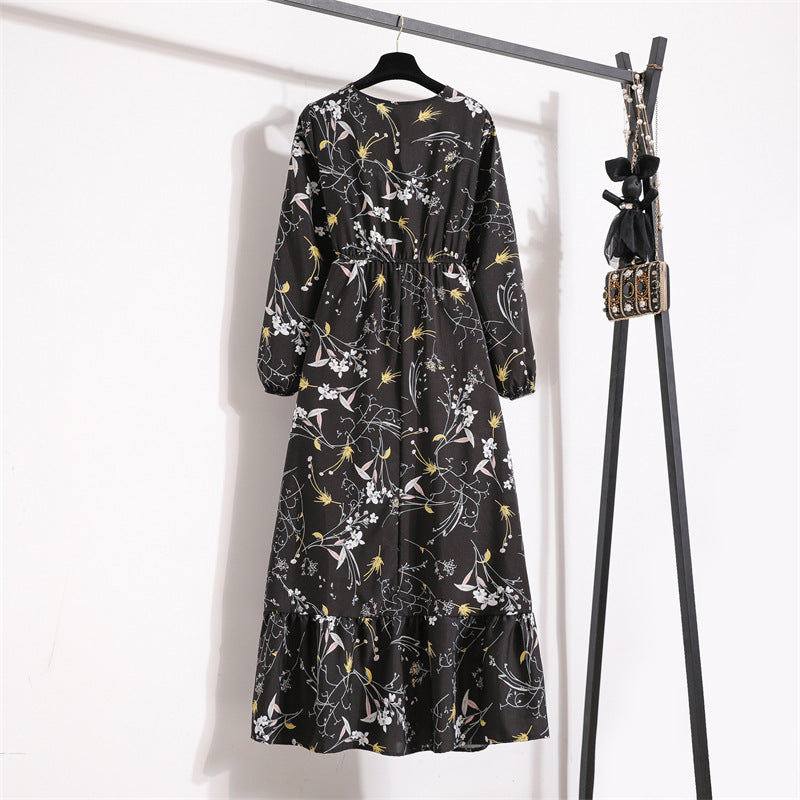 Golden Meadow Floral Midi Dress
