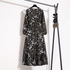 Golden Meadow Floral Midi Dress