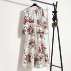 Golden Meadow Floral Midi Dress