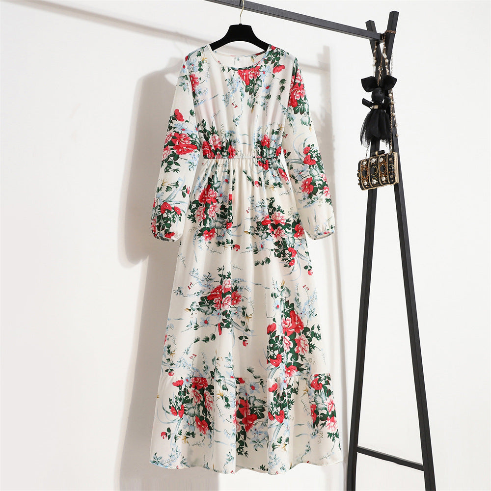 Golden Meadow Floral Midi Dress
