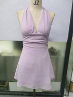 Stolen Glances Plunge Halter Mini Dress