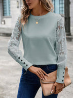 Top gofrado con mangas de encaje Coqueteo