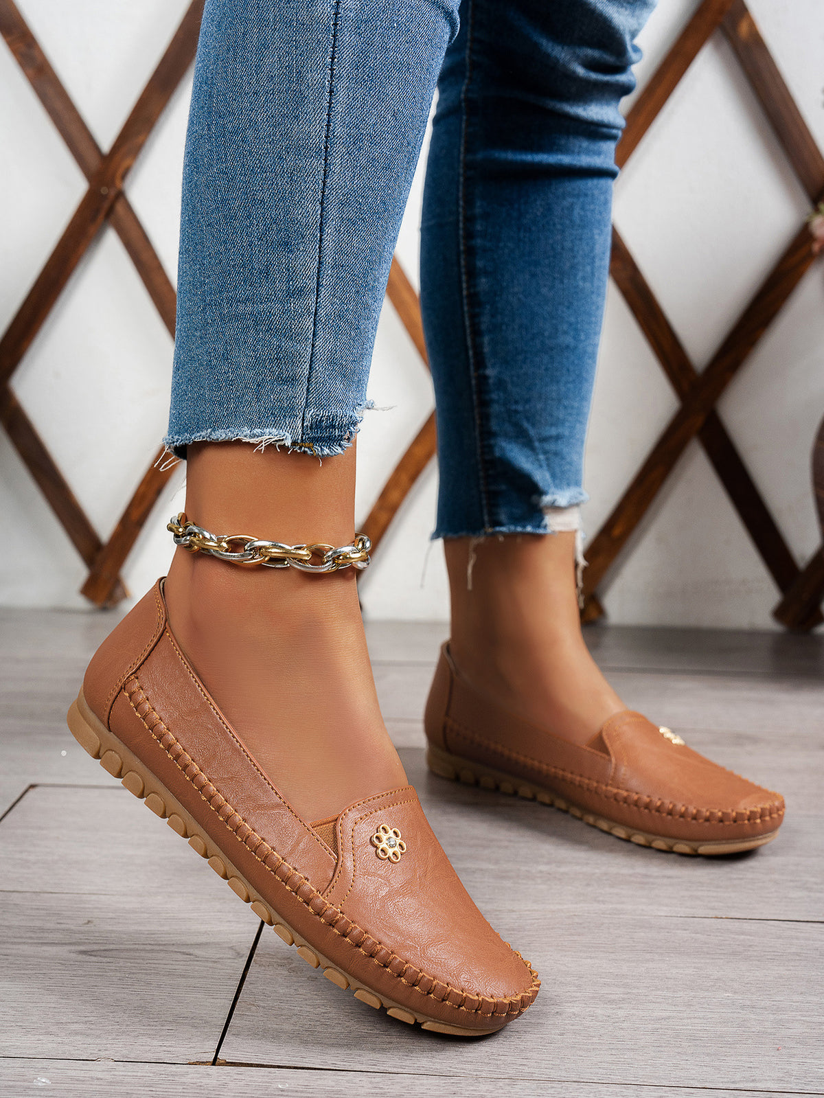 Petal Touch Stitched Loafers
