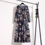 Golden Meadow Floral Midi Dress